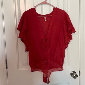 Free People Ruffle Sleeve Bodysuit